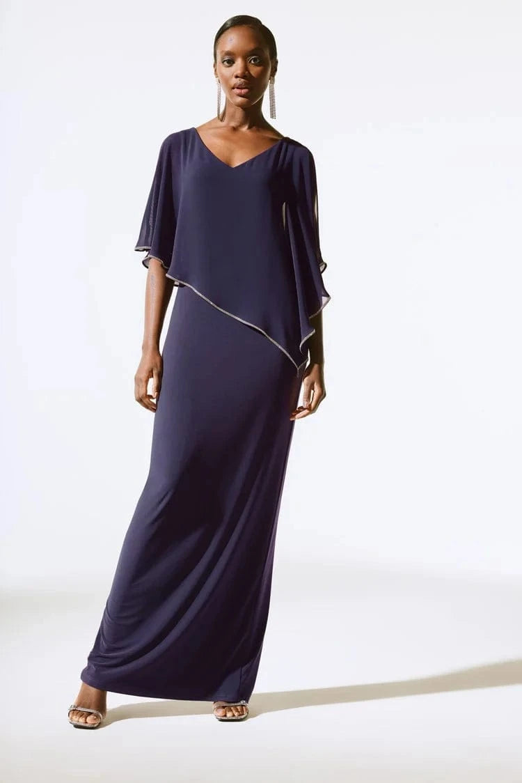 joseph ribkoff long dresses Signature Silky Knit Chiffon Layered Gown with Cape Pajamas & Robe Sets 🔥 Trendy Turkey Dresses This stylish Joseph Ribkoff Color:Cider Blossom